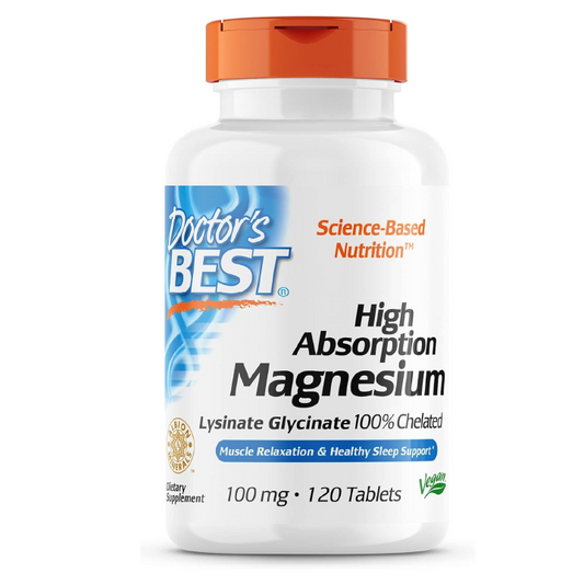 ⭐⭐⭐⭐⭐ Glicinato de Magnesio de alta absorción Doctor's Best por 100mg/ 120 tabletas